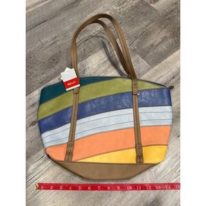 Relic Caraway Med Tote Bright Multi Striped Leather Shoulder Bag